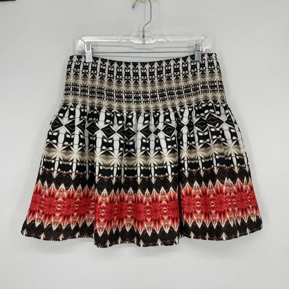 White House Black Market Printed A-line Skirt Size Medium